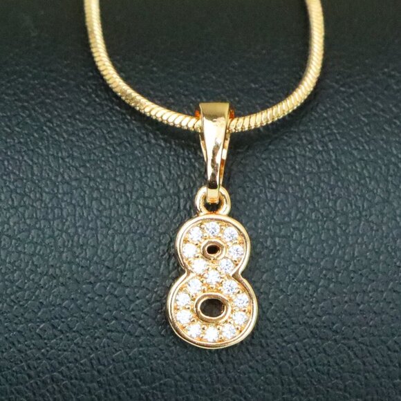 "Rose Gold Number 8 Pendant with Crystals – 18K Gold Plated Charm, XPPT1348 - Picture 1 of 13